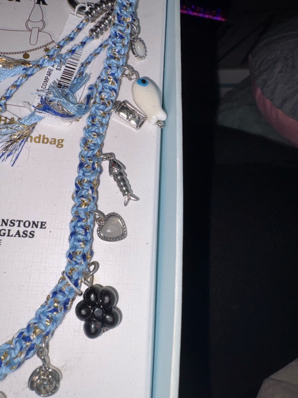 NIB piper·k rose quartz,moonstone, natural stone bag charm - Picture 3 of 5